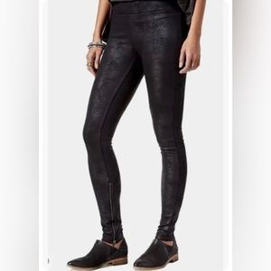 FREE People Faux Leather Ankle Zip Leggings-Pull On-Black-Skinny Leg size large